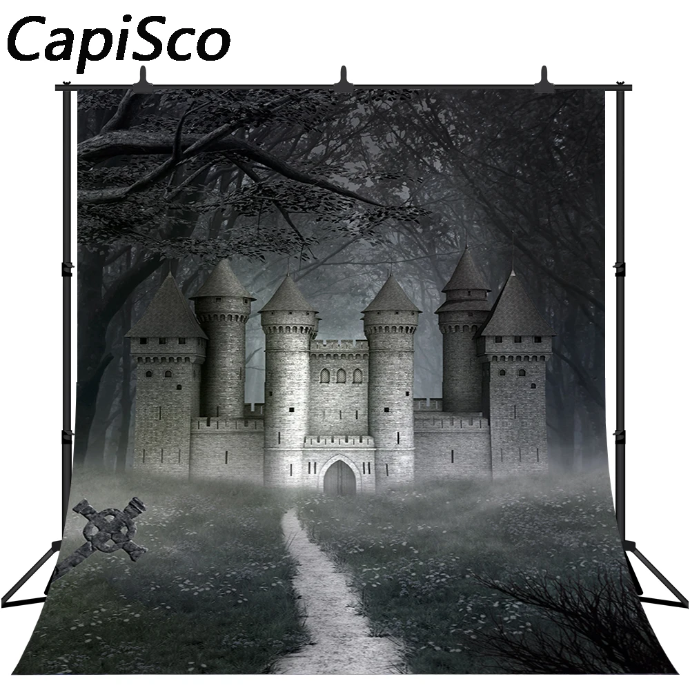 Capisco замок Хэллоуин фон для фотосъемки Ретро Темный Ночной лес страшный фотобанк