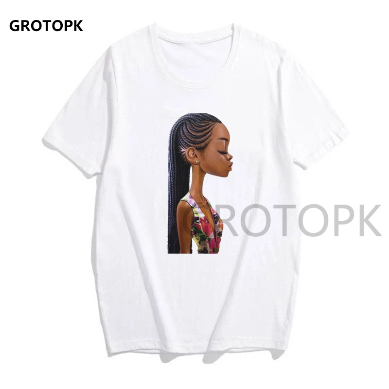 Melanin футболки с принтом для женщин белая футболка с коротким рукавом Poppin женская летняя одежда Kawaii Harajuku Топ уличная одежда