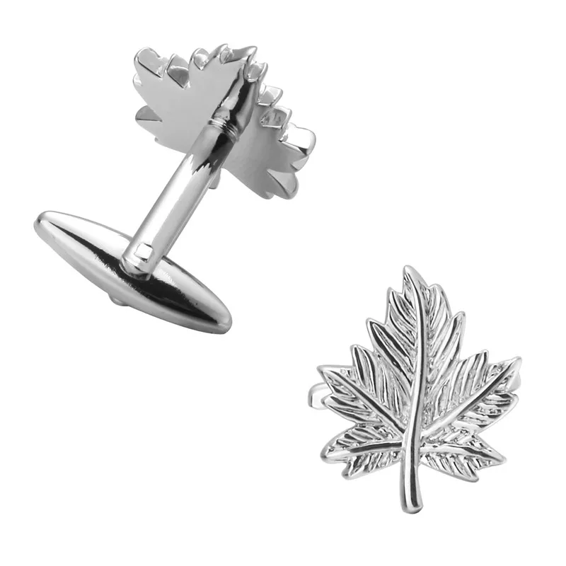 HYX Luxury Fashion cufflinks for mens Brand cuff buttons links High Quality Silvery Maple Leaf abotoaduras Jewelry | Украшения и