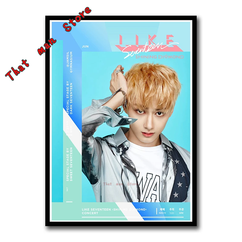 Корейский плакат группы seventeen прозрачные наклейки на стену с изображением