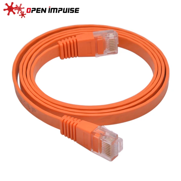 Плоский сетевой Lan кабель голая медь оранжевый цвет CAT5E RJ45 патч 1 м|cable 1m|cable rj45cable