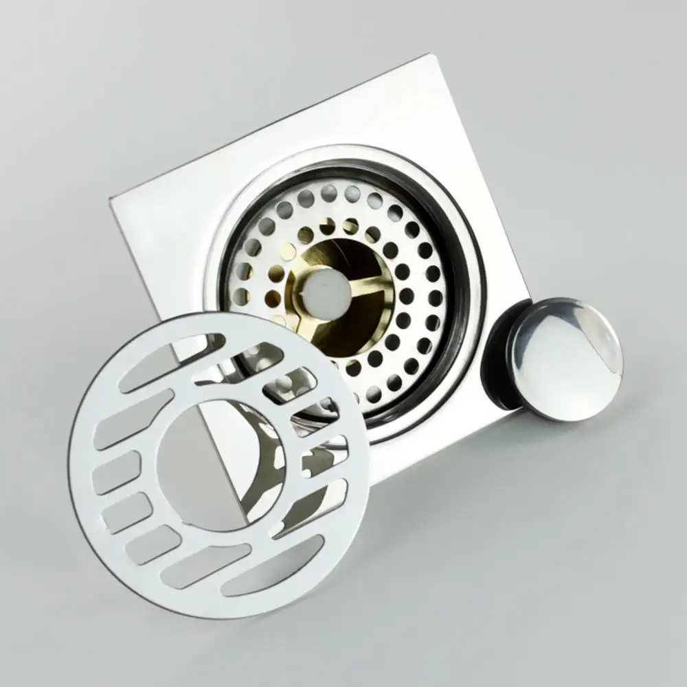 

New Bathroom Shower Floor Drain Stainless Steel Square Shower Drain Strainer