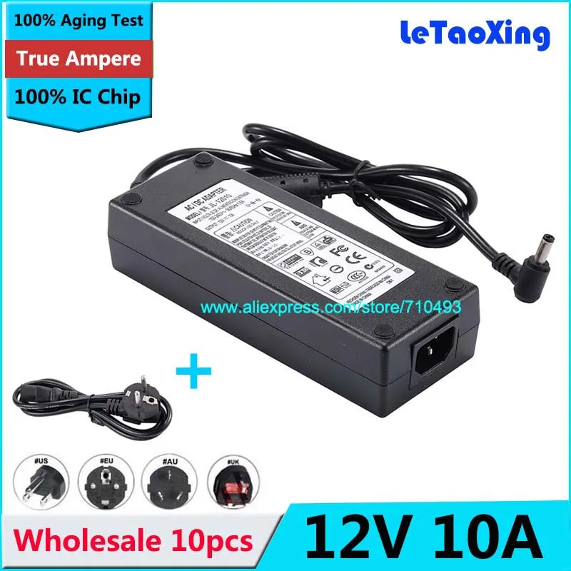 1 шт. AC DC 12V 10A переключатель питания 120W адаптер с кабелем шнура для светодиодного