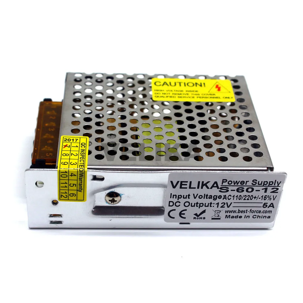 DC12V источник питания 5A 60 Вт Светодиодный драйвер адаптер трансформатор 100 240 В