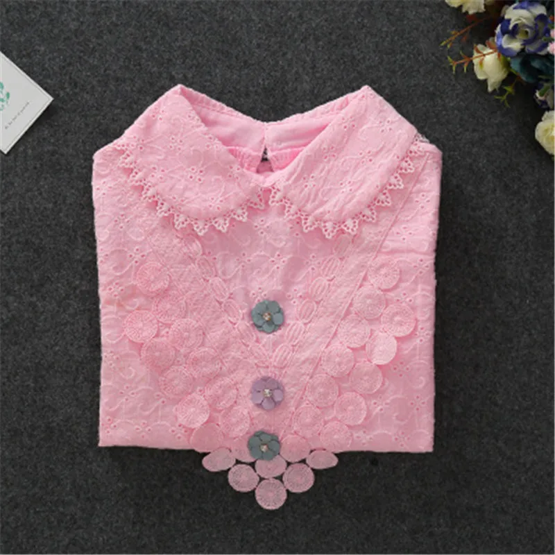 H Autumn Winter Girls Blouse Shirts Baby Teenager School Girl Tops Cotton Lace Long Sleeve Kids Shirt Children Clothes - Цвет: H