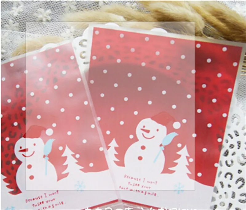 Santa Claus Cookie Candy Bag Packaging Self-adhesive Bags Biscuits Snack Baking Package Christmas Decor 100pcs 10*10cm 5zHH211 | Дом и сад