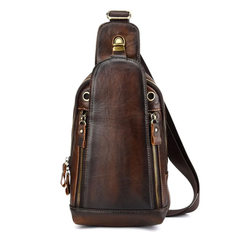 

Leather Sling Bag Backpack for Men Women Crossbody Shoulder Chest Day Pack Outdoor Travel Hiking Camping Casual Pouch Daypa