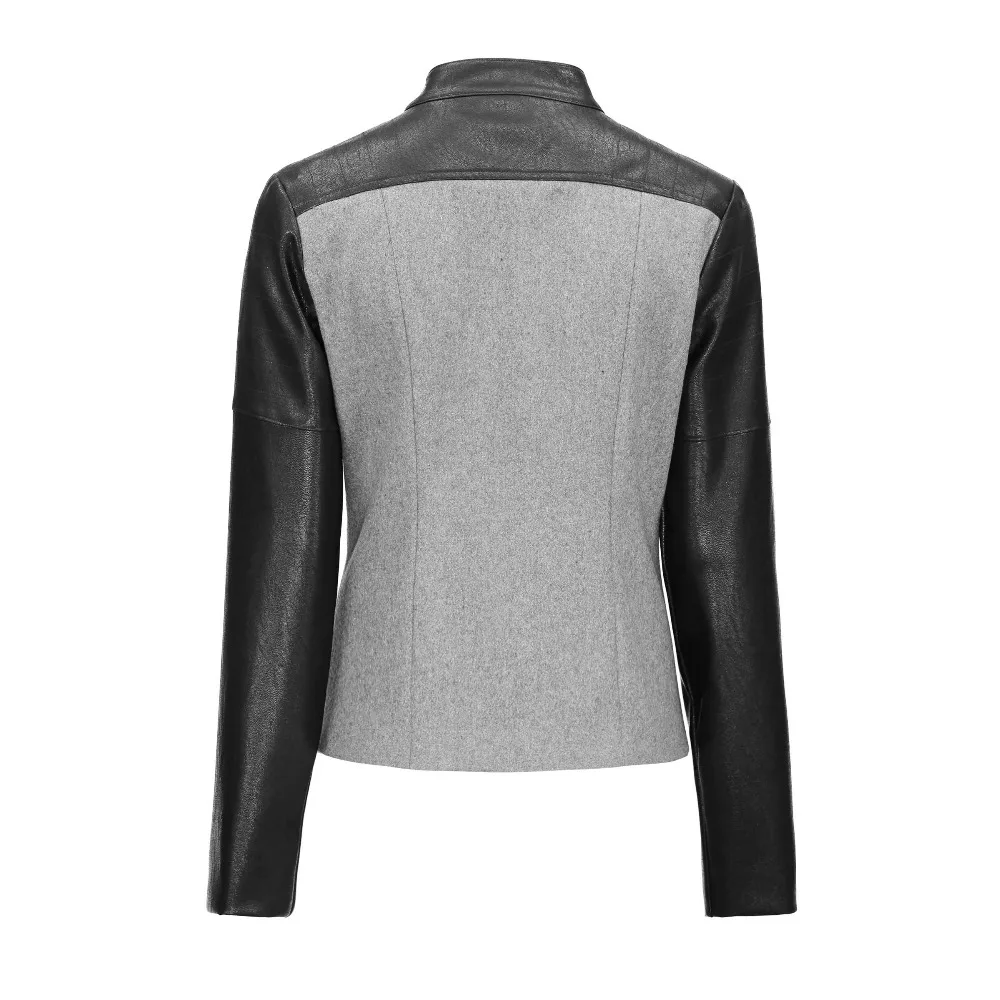 Женская куртка из искусственной кожи Modecrush черная приталенная с длинным рукавом