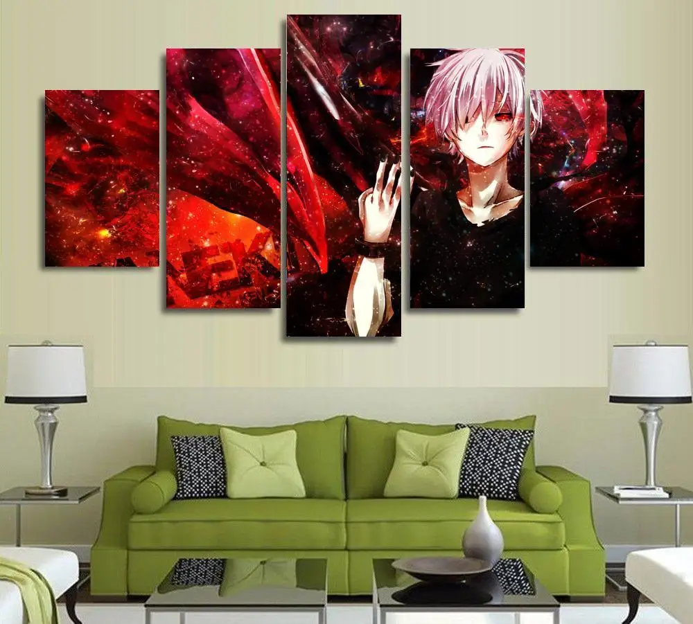5 панелей настенное искусство аниме Токийский Гуль Кен канеки шт. картины холст