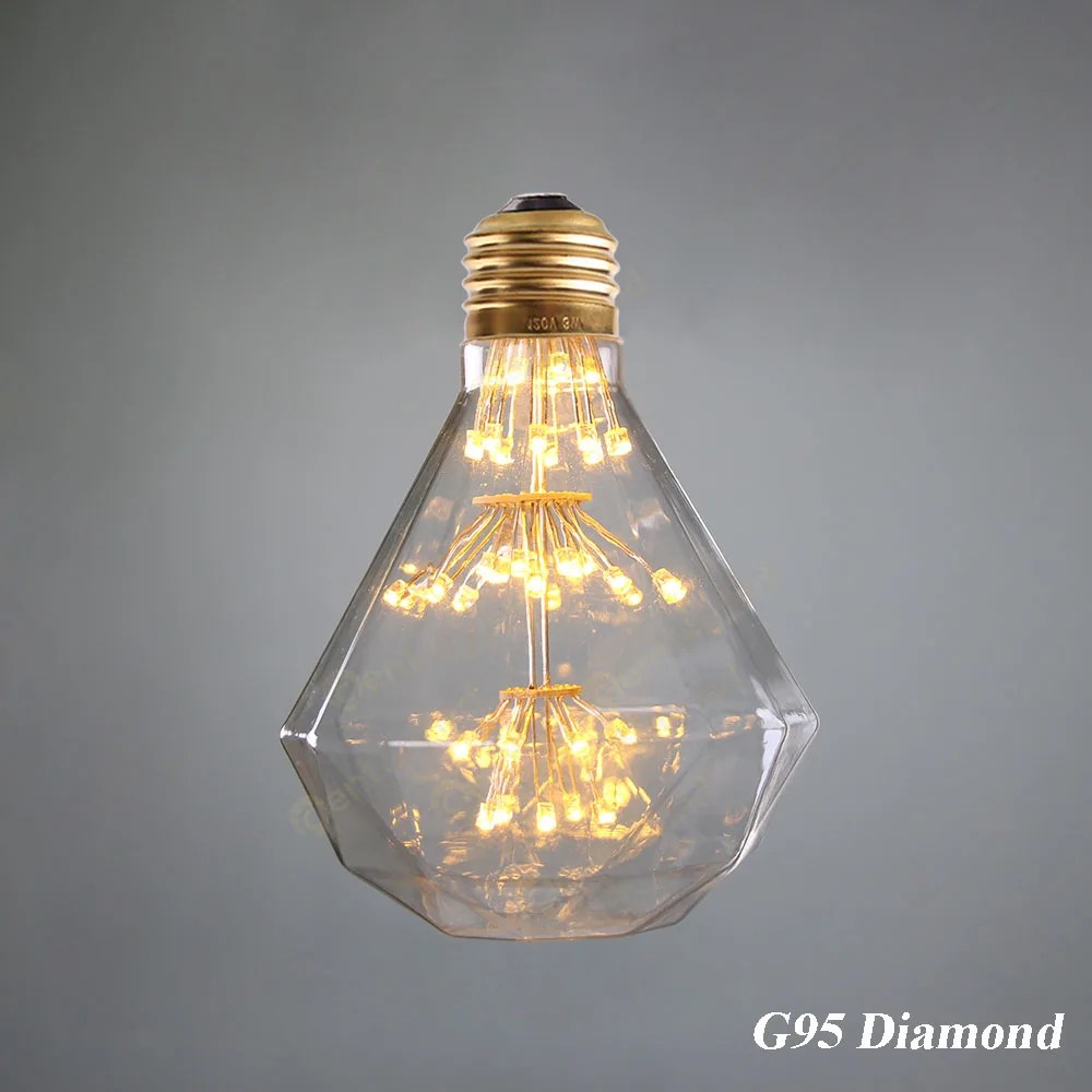 Christmas bulbs ST64 A60 G80 G95 Ретро звездное небо диммируемая Светодиодная лампа 3 Вт 2200 к E27 220 В бутылка вина декоративная фейерверк лампочка лампада СИД - Испускаемый цвет: Diamond