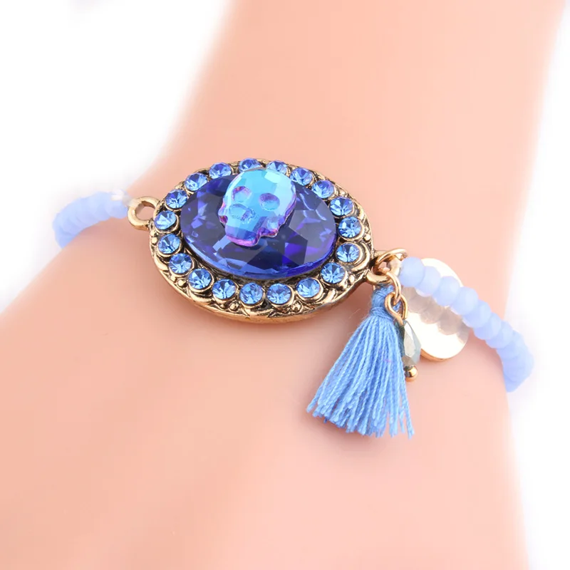 Бренд NeeFuWoFu браслеты с черепами и кристаллами брендовый браслет из дерева в