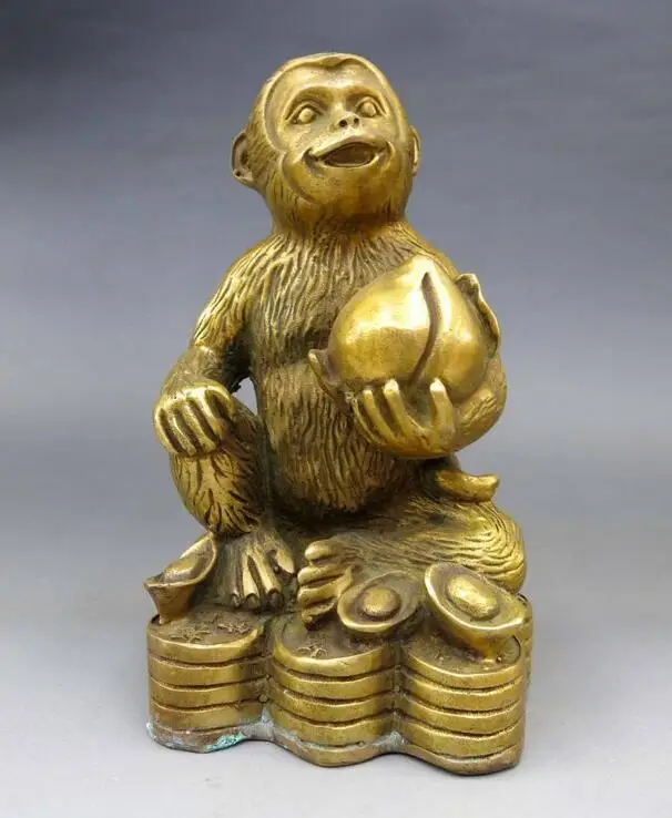 Китайская латунная медная резные Feng Shui юаней bao персикового цвета с принтом