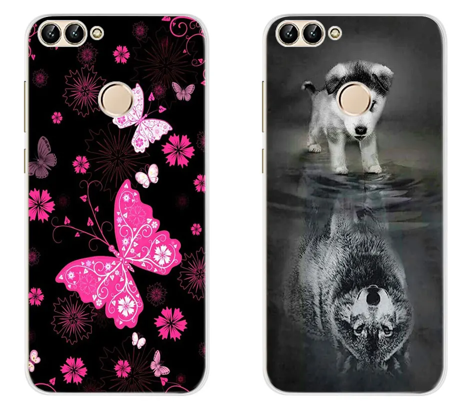 Для Fundas huawei P, умный чехол, силиконовый 3D, мягкий, симпатичный, из ТПУ, с рисунком, прозрачный чехол на заднюю панель телефона s для huawei P Smart Plus, чехол FIG-LX1