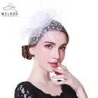 Шляпка женская WELROG, черно-белая, с перьями, шляпа-федора