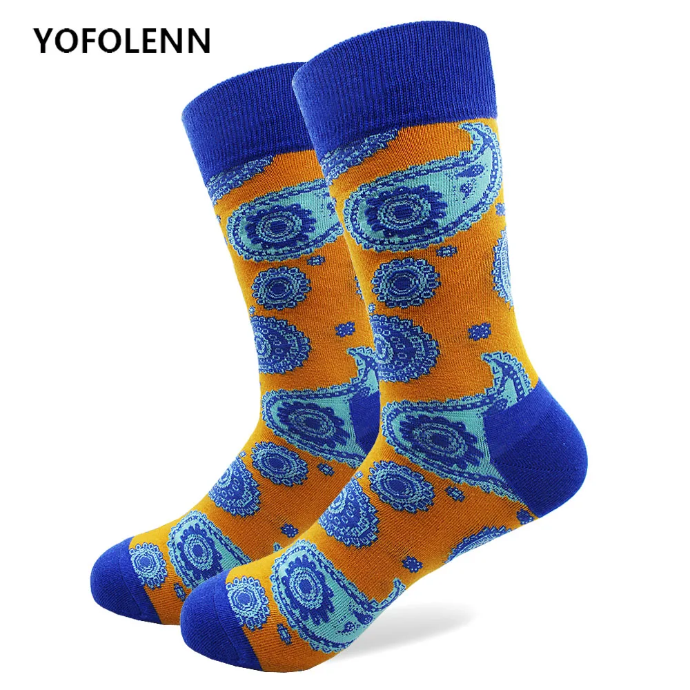 Носки из чесаного хлопка с узором пейсли 1 пара|colorful socks|quality sockssocks pattern |
