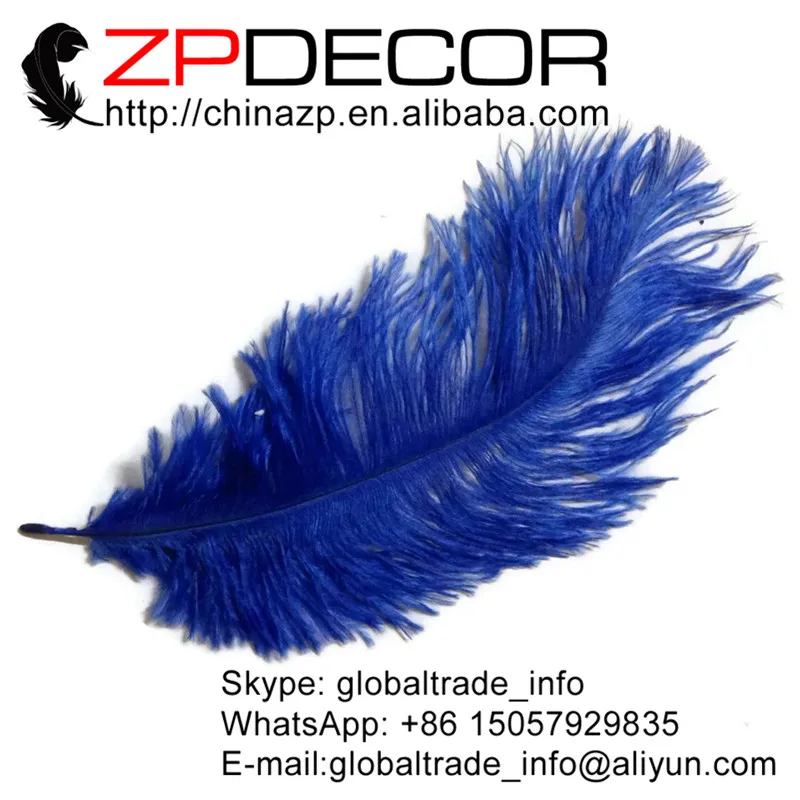 

ZPDECOR 100 pcs/lot 15-20cm(6-8inch)Hand Select Premuim Quality Royal Blue Ostrich Plumes Dyed Feather