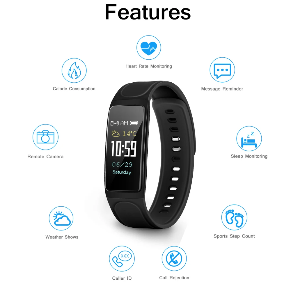 C7s color screen smart bracelet Bluetooth waterproof multi-function sports watch health reminder | Электроника