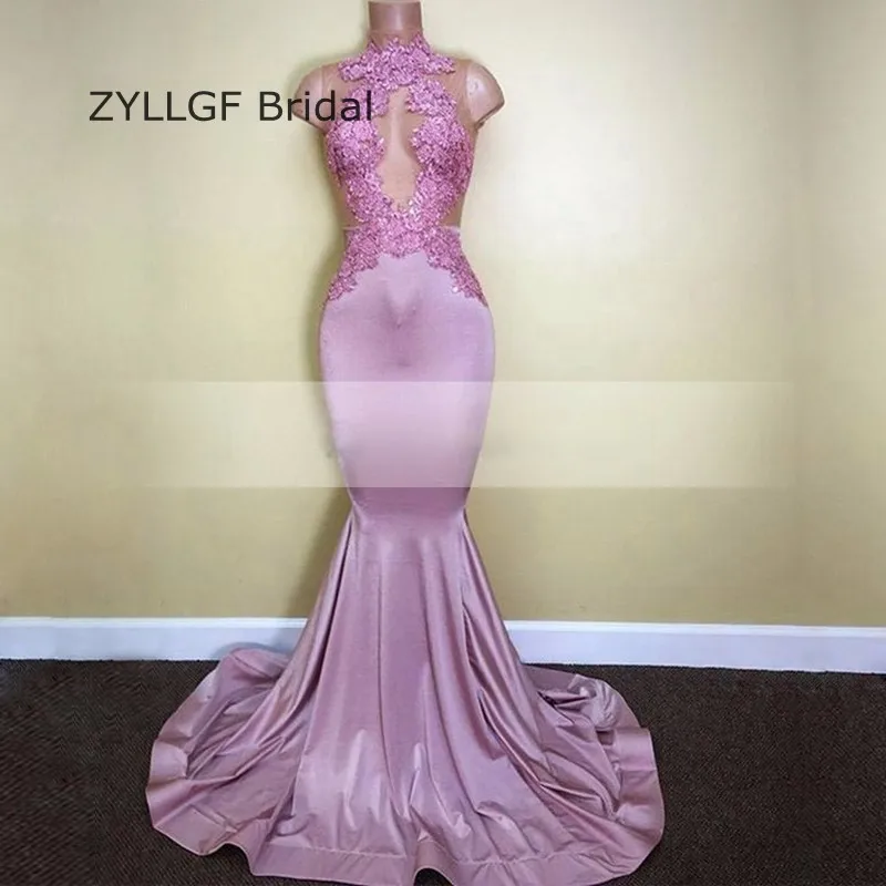 ZYLLGF Свадебные Фиштейл Высокая Шея 2017 Вечернее Платье Sexy Русалка Imported Выпускного