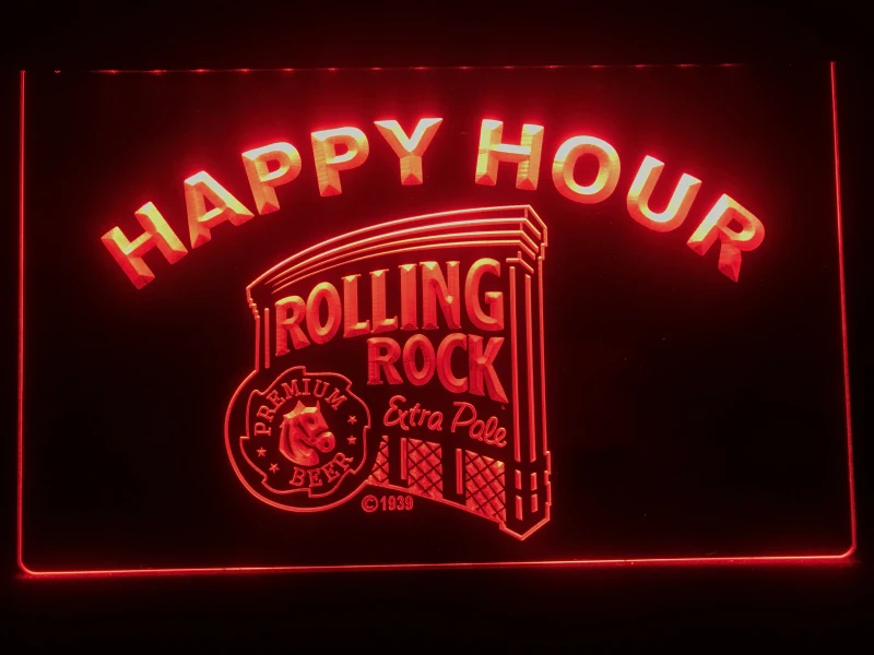 607 Rolling Rock пиво Счастливый час бар со светодиодным неоновым световым знаком | Дом и
