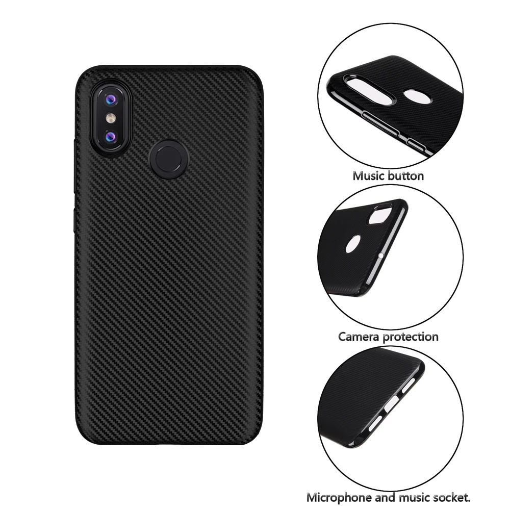 Heyytle Carbon Fiber Soft Case For Xiaomi Redmi Note 5 6 7 Pro 4X Mi 8 A1 A2 Ultra Thin TPU Shock Cover Pocophone F1 Cases |