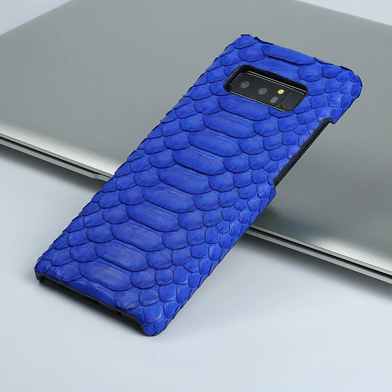 Blue Чехол для телефона из натуральной кожи питона для samsung s10 S10Lite S10Puls S7 S8 S9 Plus A5 A7 A8 Note 9 жесткая задняя крышка - Цвет: Blue