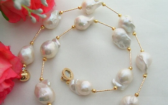 HOT N663 13x18MM Nucleated Flameball Baroque Pearl Necklace | Украшения и аксессуары