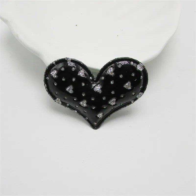 black-8pcs 5*4 см ПУ кожа с алмазными сердечками патчи алмазные аппликации для рукоделия одежды Швейные принадлежности "сделай сам" заколки для волос аксессуары - Цвет: black-8pcs