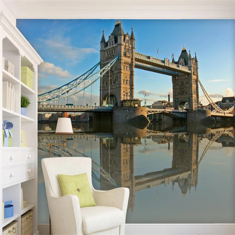 

beibehang Custom Wallpaper British London Bridge Landscape Europe and America TV Sofa Background Wall