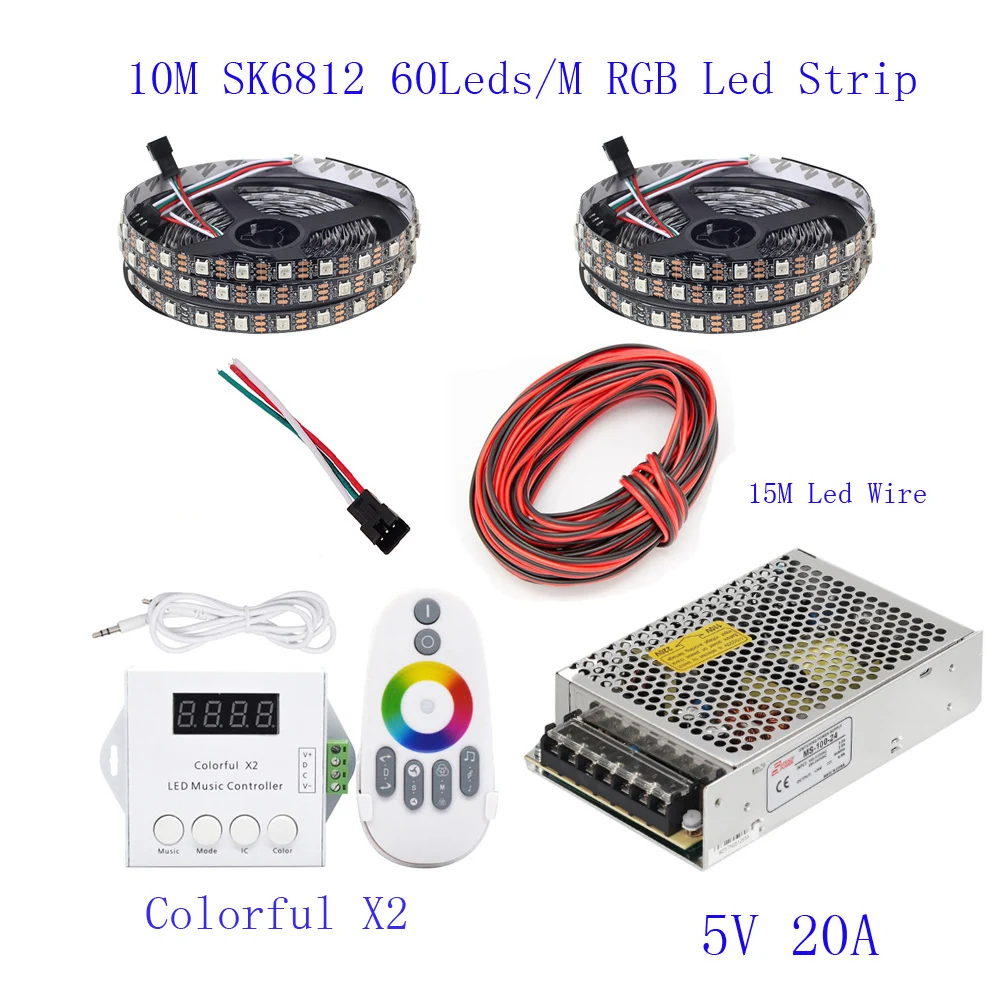 15 м 10 5 WS2812B Светодиодная лента IC 60 светодиодов/м RGB умная Пиксельная полоса +