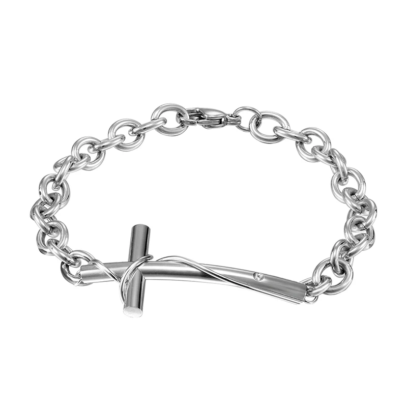 Мода Пара браслет Крест Женщины из нержавеющей стали femme jewellery Серебряный Человек