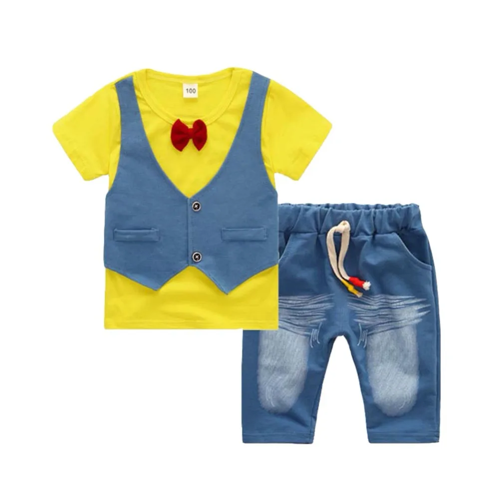 Summer Baby Boy Clothes Set Newborn Infant Clothing Short Sleeve Gentleman T-shirt+Pant Children |