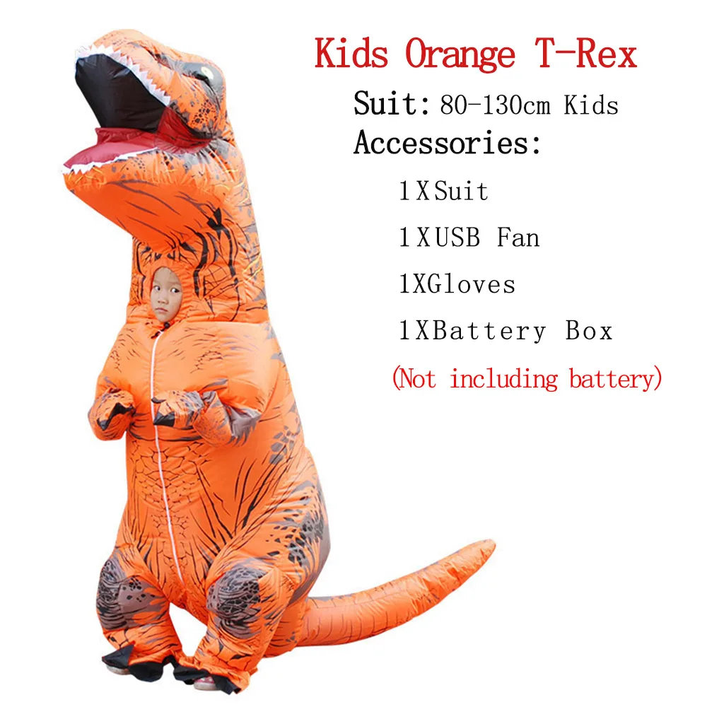 Kids-Orange T-REX талисман надувной костюм на День Благодарения Рождество взрослых детей Аниме Косплей динозавр животных комбинезон подарок Disfraz - Цвет: Kids-Orange