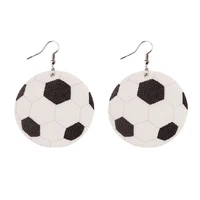 zwpon 2019 large soccer ball earrings round double side football pu leather earrings for women jewelry wholesale
