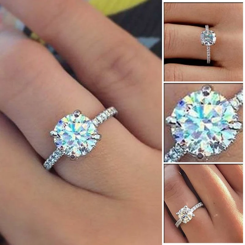 925 anillos серебряное классическое роскошное кольцо со стразами циркониевое