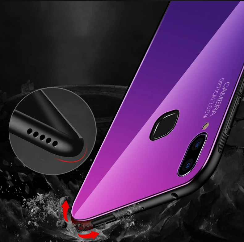 Aurora Gradient Tempered Glass Cases for Vivo NEX S Case Anti-shock Anti-slip Bumper Capa Fundas |