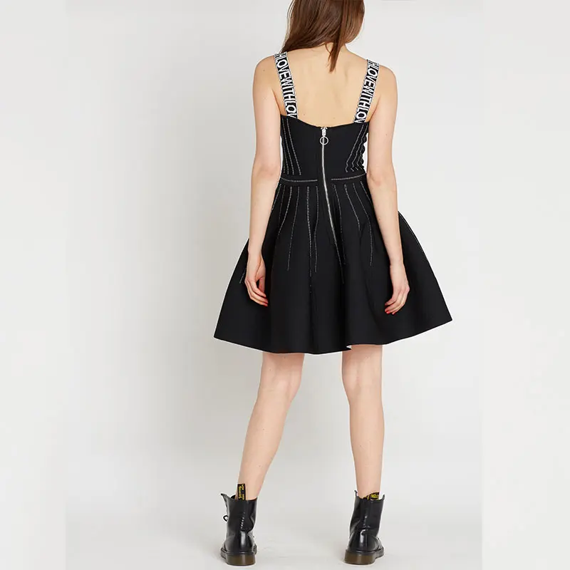 Сексуальное маленькое черное платье 2019 летнее с принтом в стиле Хепберн на