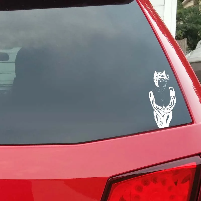 

YJZT 7.1*15.2CM Sexy Tempting Cat Girl Fashion Cool Style Car Sticker New Design Black/Silver Vinyl Decal C20-0957