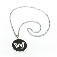 new westworld necklaces hot tv series logo fashion jewelry black metal pendant steel chain for women and men fans