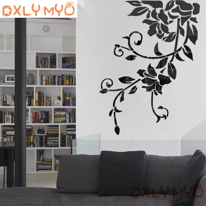 DIY spring nature fresh vivid plant wall sticker decorative mirror stickers for entrance decor living room decoration | Дом и сад