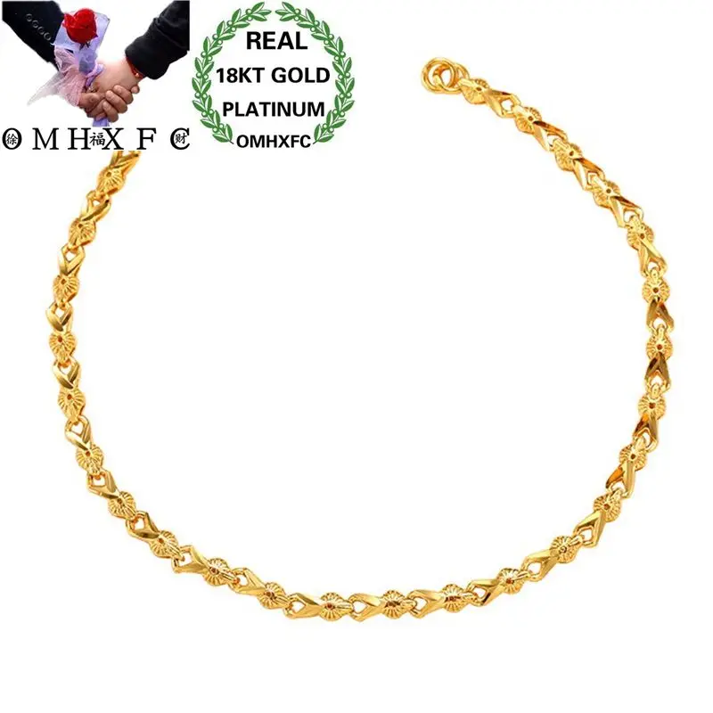 OMHXFC оптовая продажа, Европейская мода для женщин, девушек, невесты, вечерние, подарок на день рождения, свадьбу, винтажная цепочка с листьями, 18KT, золотой браслет ES58