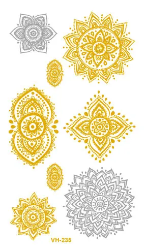 

Rocooart VH2 Waterproof Tattoo Golden Gold Feather Flying See Mews Fake Glitter Metallic Temporary Tattoo Sticker Taty tatuagem