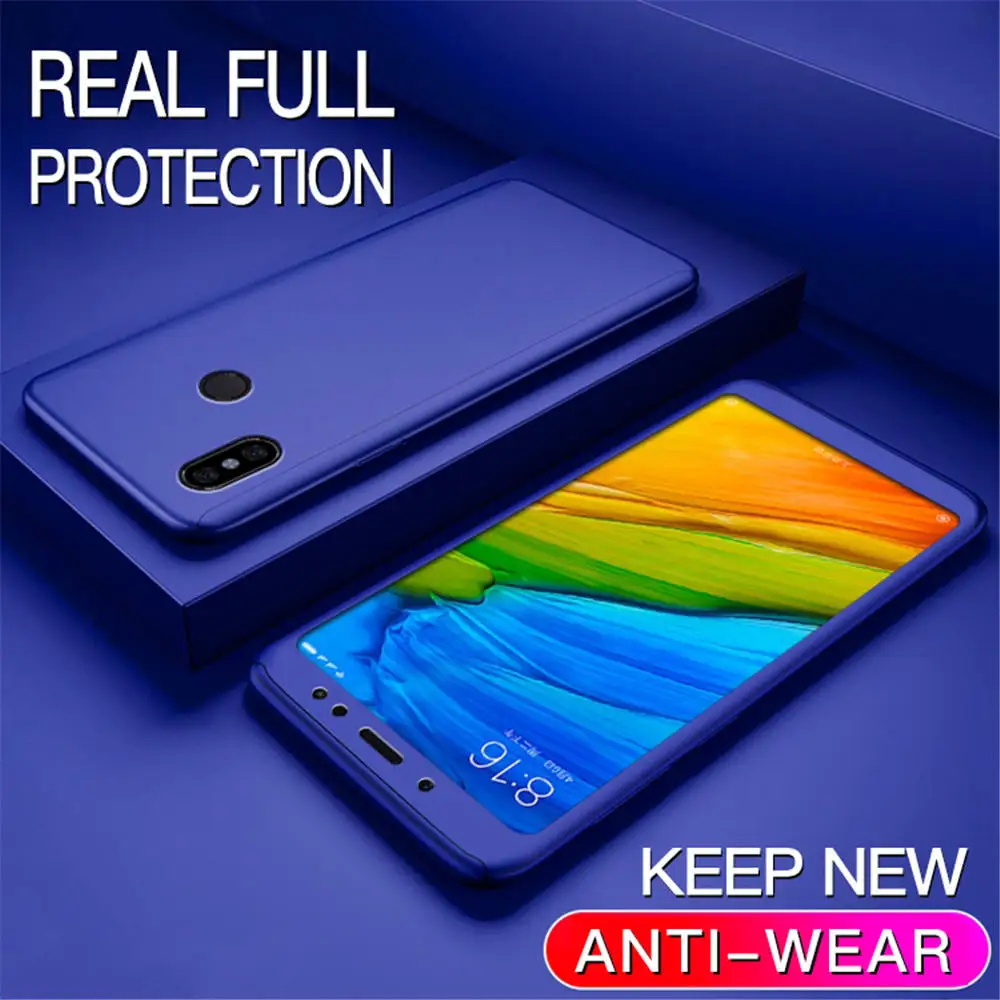 Navy 360 полный защитный чехол для телефона Xiaomi Mi 8 9 SE Mi9 Mi8 Max 3 Redmi K20 GO Note 7 тонкий противоударный чехол из закаленного стекла - Цвет: Navy