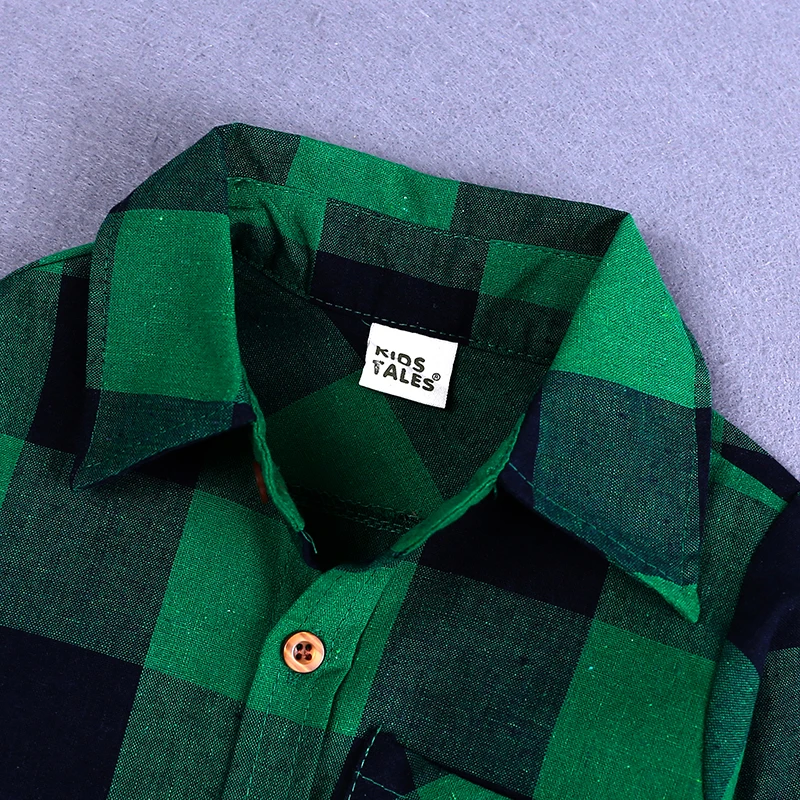 TZ603 New British style Baby Boys Spring Autumn set boy casual suit 2 pieces green grid shirt + Jeans children Clothing sets |
