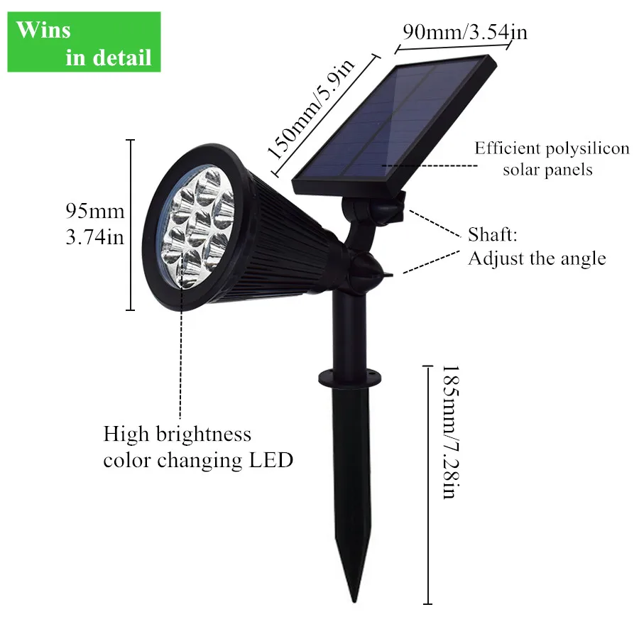 Садовый светильник на солнечных батареях 7 Светодиодный точечный лужайки цветов