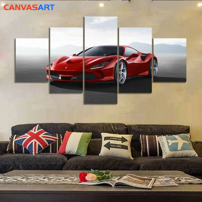 Картина на холсте 5 шт. HD картинки 2020 Ferrari F8 Tributo настенные картины для гостиной