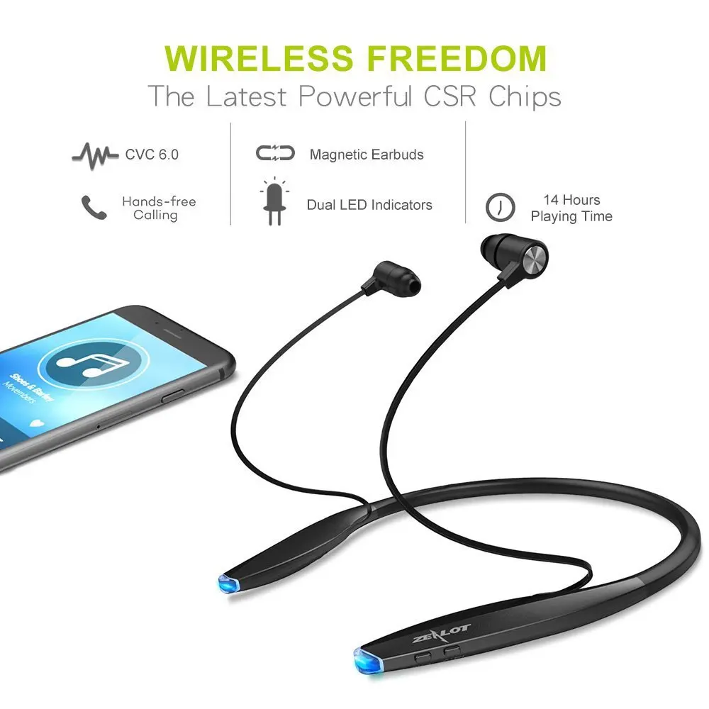Спортивная Bluetooth гарнитура Zealot H7 с шейным ободом беспроводные наушники магнитные