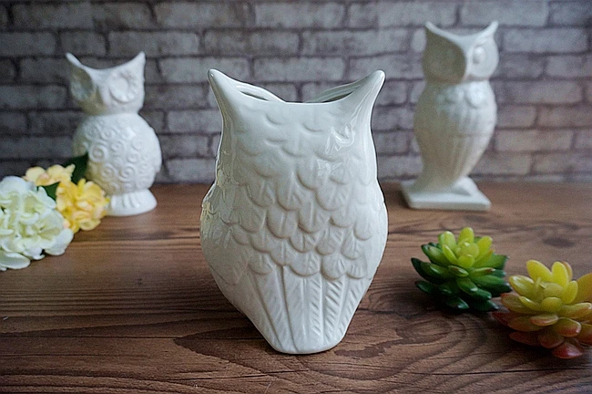 Белый coruja ceramica сова, украшение для дома Сова цветочный горшок ваза ручной работы украшение комнаты фарфоровая статуэтка животного