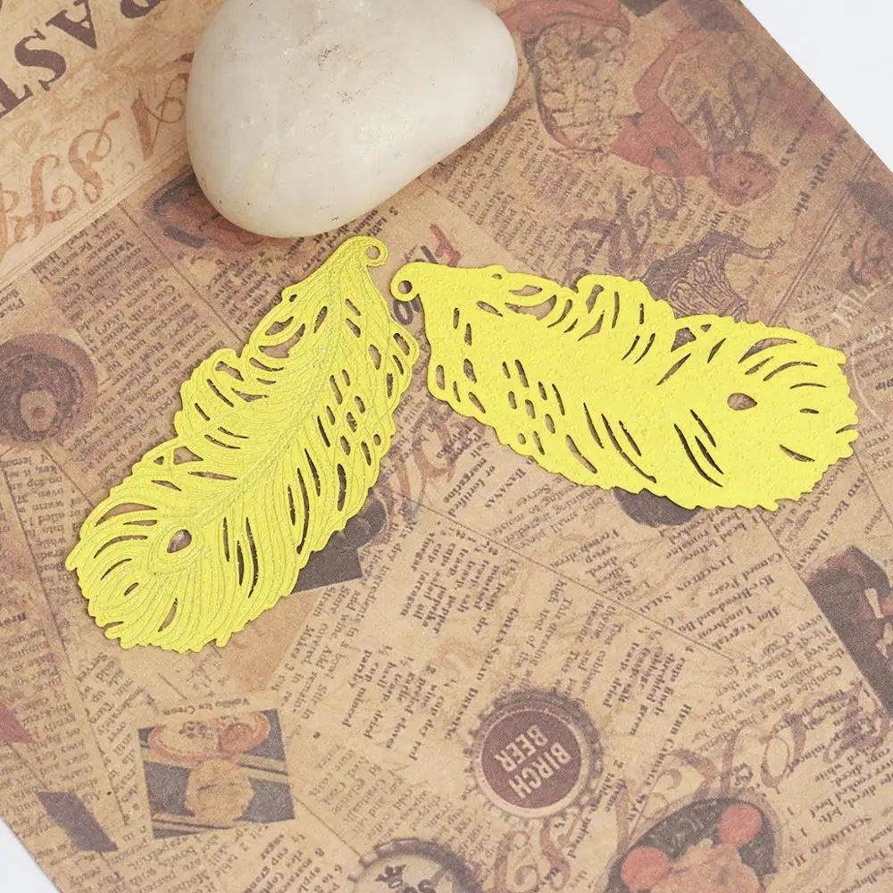 Doreen Box медные Подвески полое правое перо Лист Филигранное тиснение разноцветные