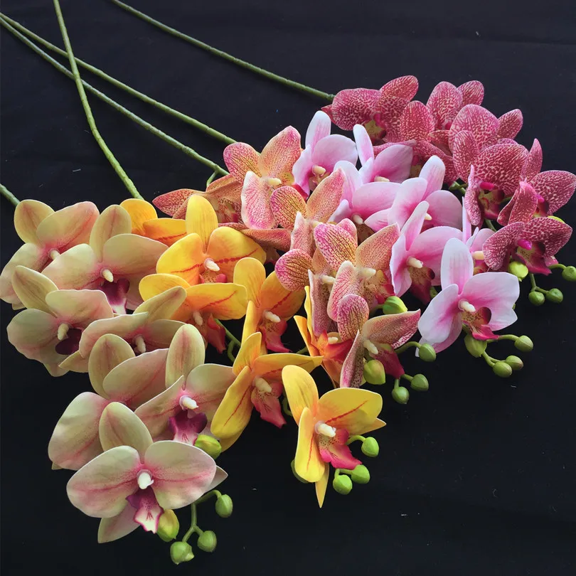 10 шт. настоящая на ощупь бабочка Орхидея цветок Cymbidium PU с 3D эффектом печати