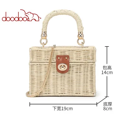 Женская тканая сумка DOODOO винтажная соломенная ручной работы летняя модная